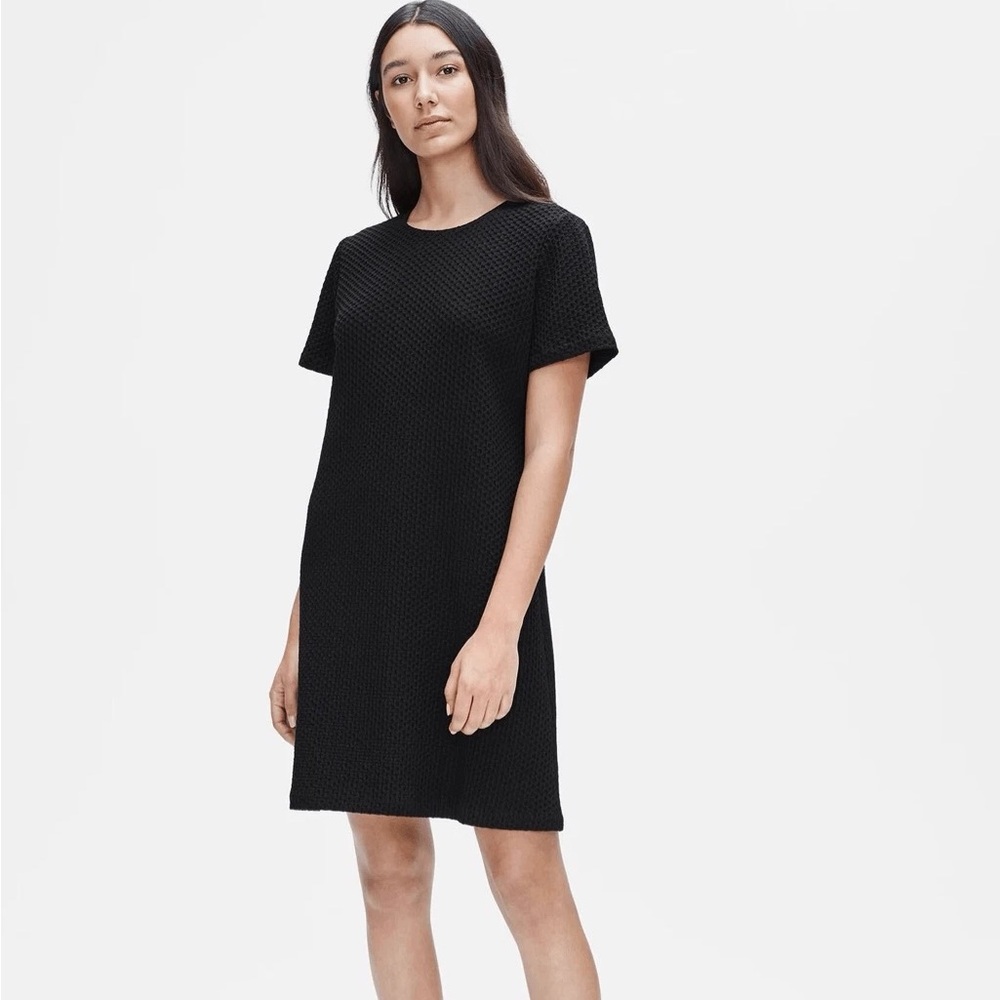 Eileen Fisher Black Sheath Maxi Dress Crew Neck